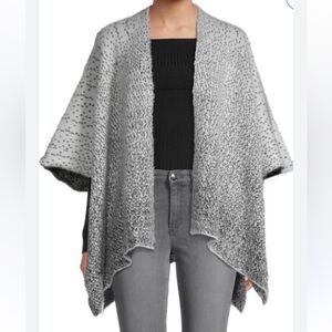 Vince Camuto Gray Speckled Open-Front Blanket Shawl